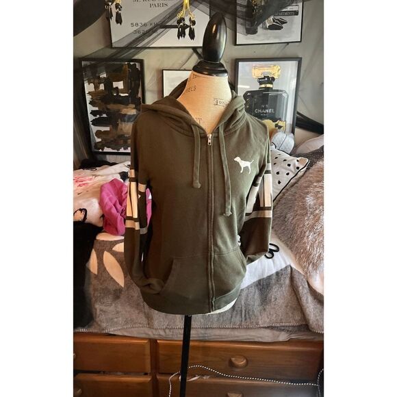 VS Pink Stretch Fleece Full-Zip Hoodie hooded jacket sweatshirt - Picture 1 of 6